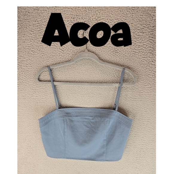 Acoa Womens Cropped Top Sz L Blue Adj. Straps Side Zip Soft To Touch - Picture 1 of 10
